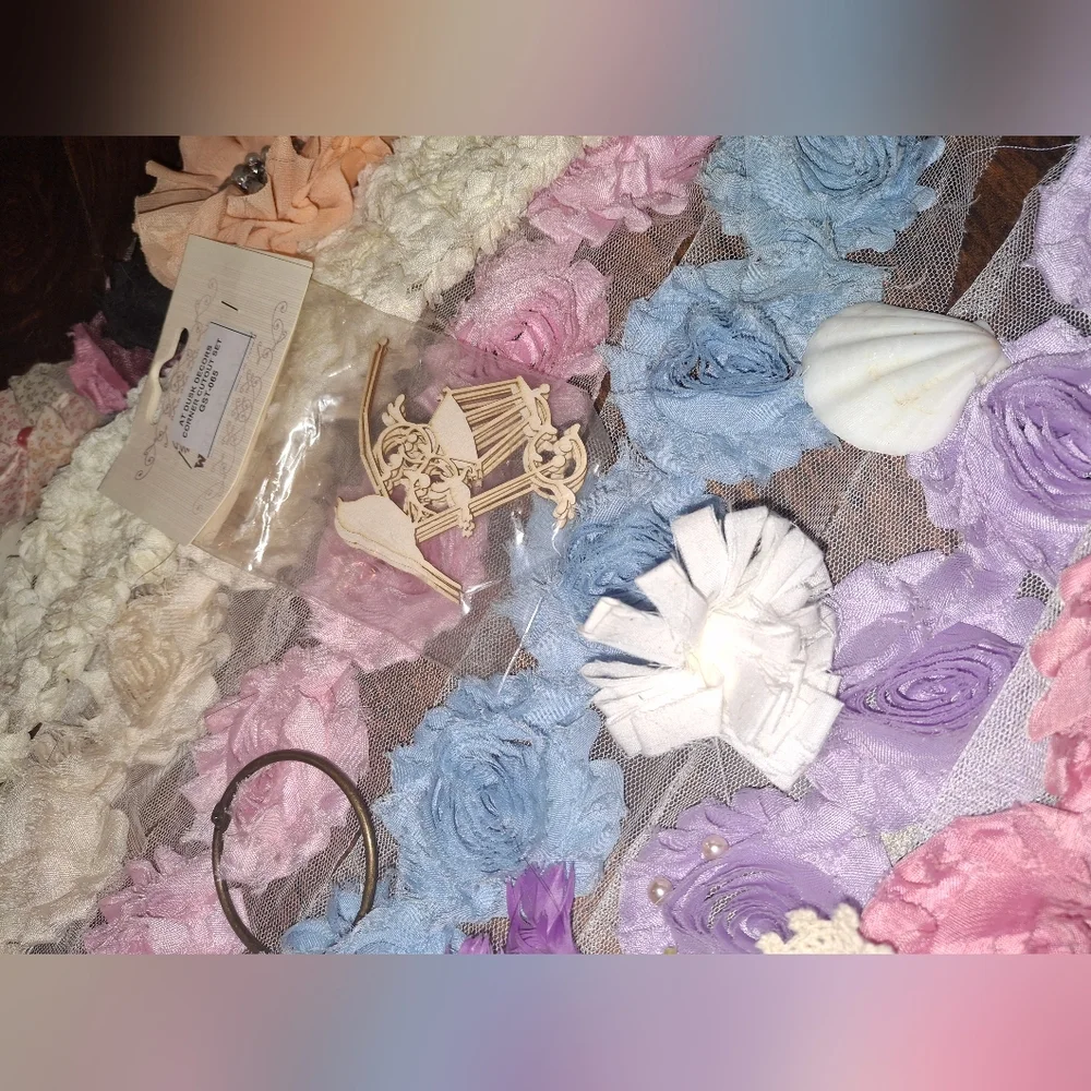 Fabric Flowers Mixed Media Craft Supplies Chipboard Sewing Hairbows Headband